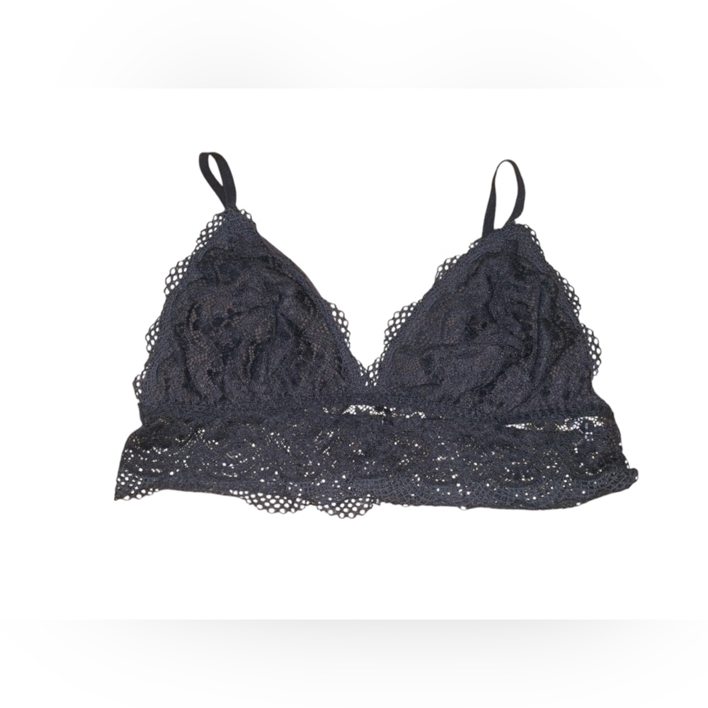 Ambrielle Charcoal Gray Lace Lightweight Sheer Bralette Size Medium